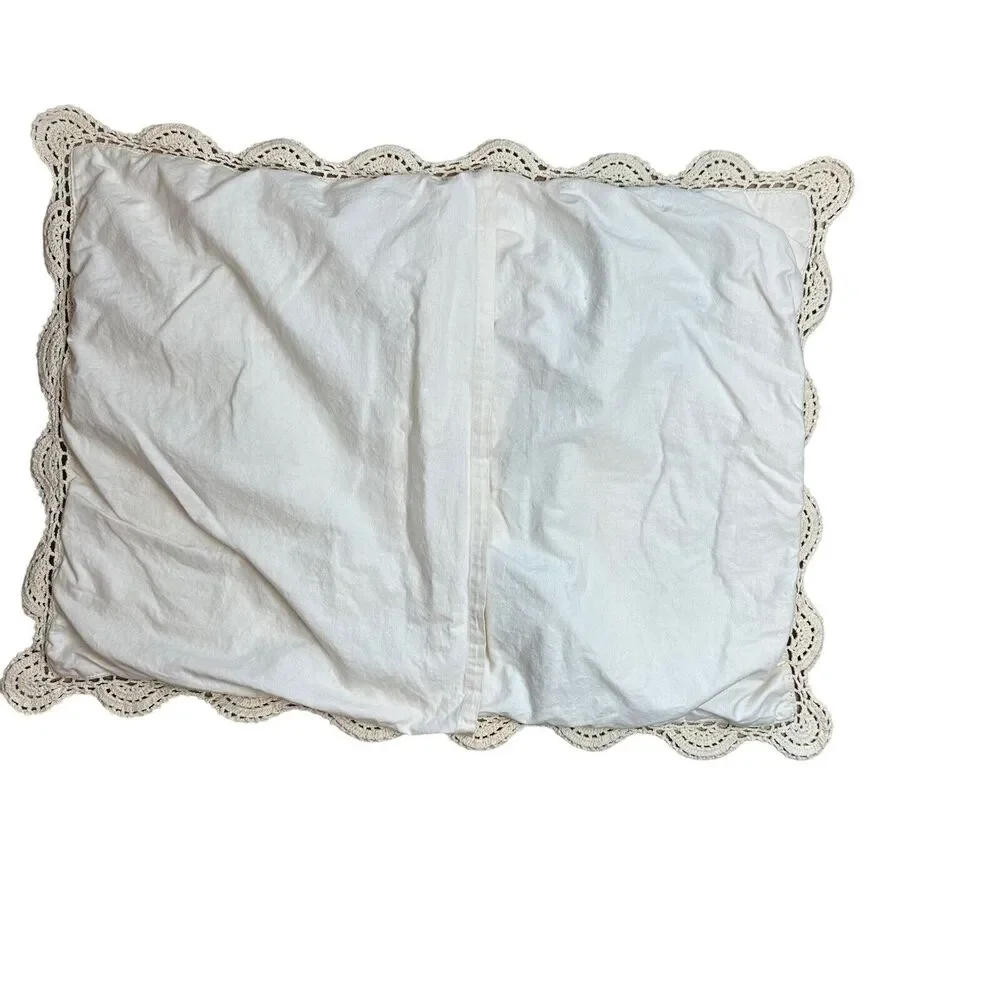 Crochet Pillow Sham Pillow Case Queen/Twin Neutral